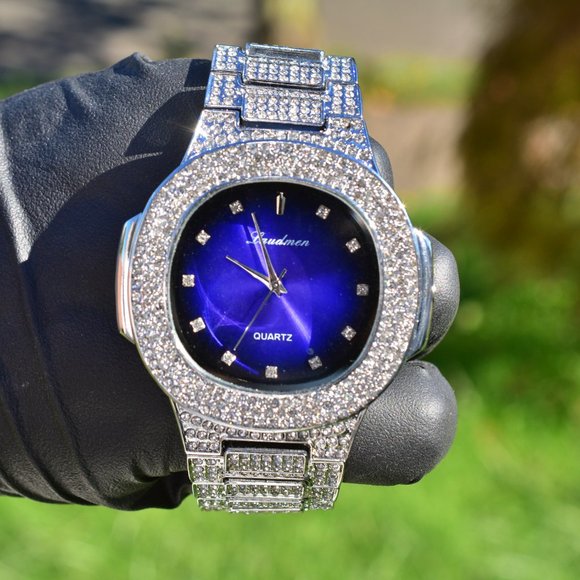 Full Iced Out luxury Watch, Necklace, Bracelet Set - Picture 2 of 6
